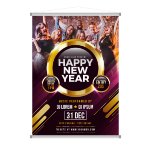 Banner Lona 440g 90X120 4x0 Brilho Madeira e cordinha 