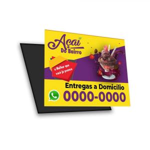 Imã Manta Magnética 0,3mm 5x5cm 4x0 Verniz Total Brilho Frente Corte Reto 