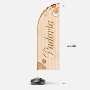 Wind Banner Tecido Poliester 650x2500mm 4x4 - Impressão Ultra HD Sublimática  Dupla Face Costurado com Estrutura e Base Modelo : Faca / Vela / Pena